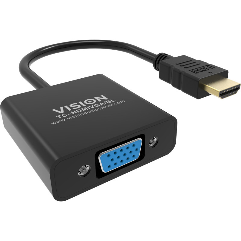 Vision TC-HDMIVGA BL câble vidéo et adaptateur 0,23 m HDMI Type A (Standard) VGA (D-Sub) Noir