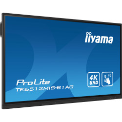 iiyama TE6512MIS-B1AG affichage de messages Écran plat interactif 165,1 cm (65") LCD Wifi 400 cd m² 4K Ultra HD Noir Écran